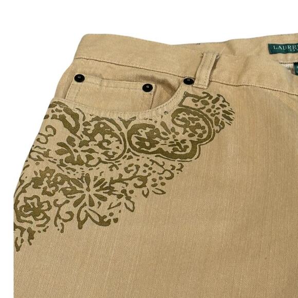 Ralph Lauren Lauren Jeans Co. Women's Vintage Floral Tan Jeans Plus Size 14 - Picture 4 of 7
